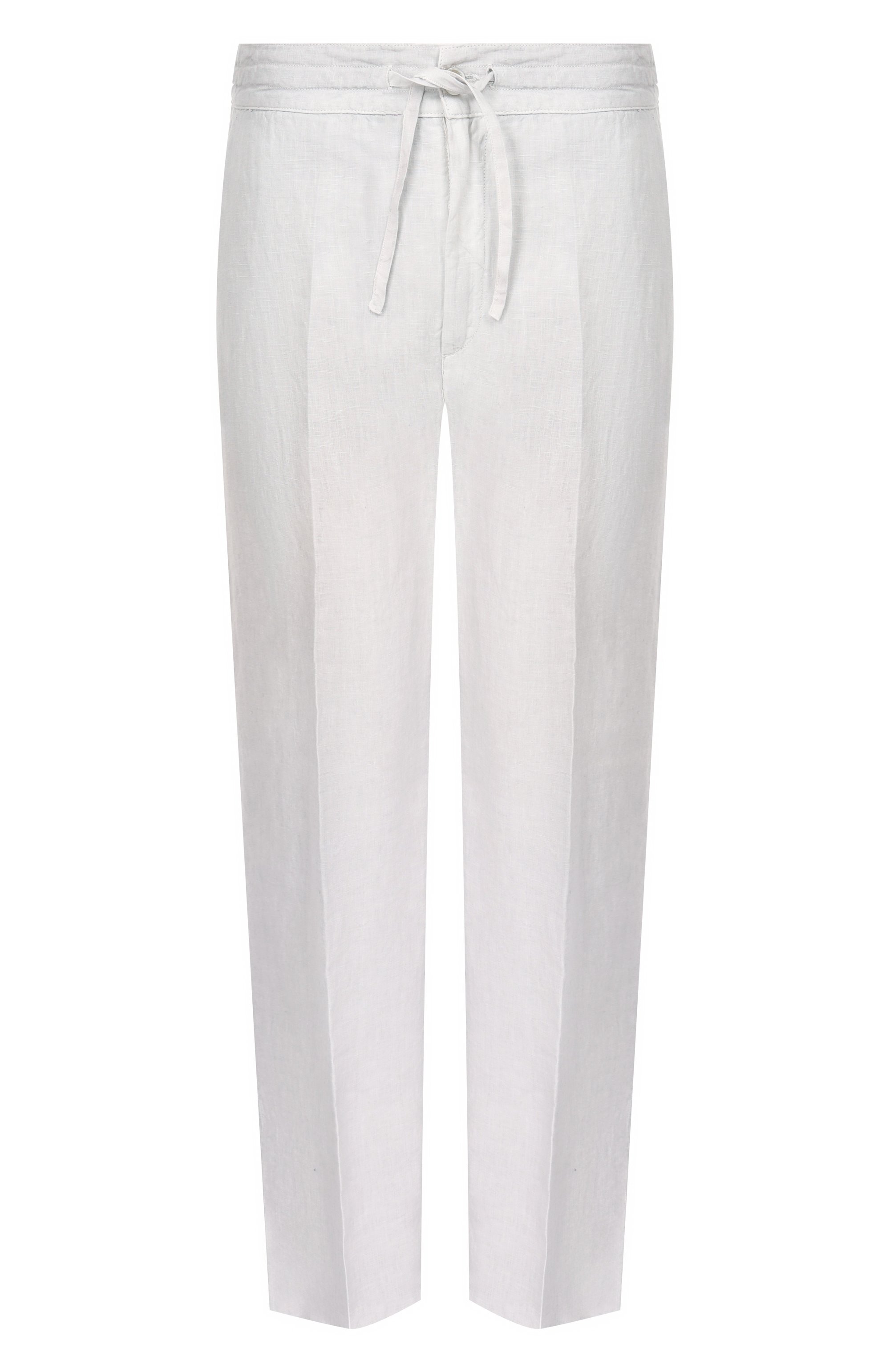 Льняные брюки 120% LINO светло-серого цвета по цене 35150 руб., арт. 33ALIM299M/0253/S00, фото 1 Льняные брюки 120% LINO, арт. 33ALIM299M/0253/S00, фото 1