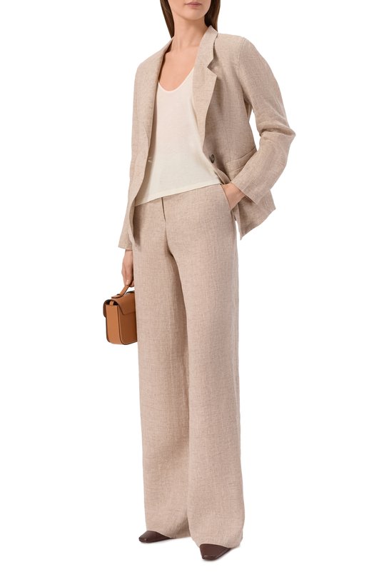 Льняные брюки Emporio Armani EW003973/TE10381 Бежевый  EW003973/TE10381 Фото 2