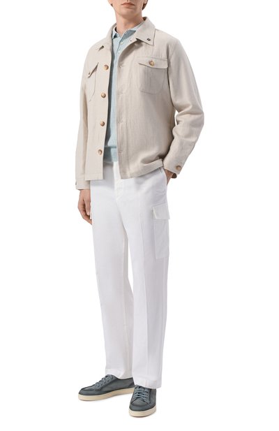 Поло изо льна и хлопка GRAN SASSO голубого цвета по цене 31250 руб., арт. 57118/18641, фото 2 Поло изо льна и хлопка GRAN SASSO, арт. 57118/18641, фото 2