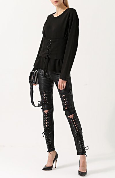 Хлопковый пуловер с круглым вырезом и шнуровкой RTA, арт. WF7KS-828N0IR, фото 2