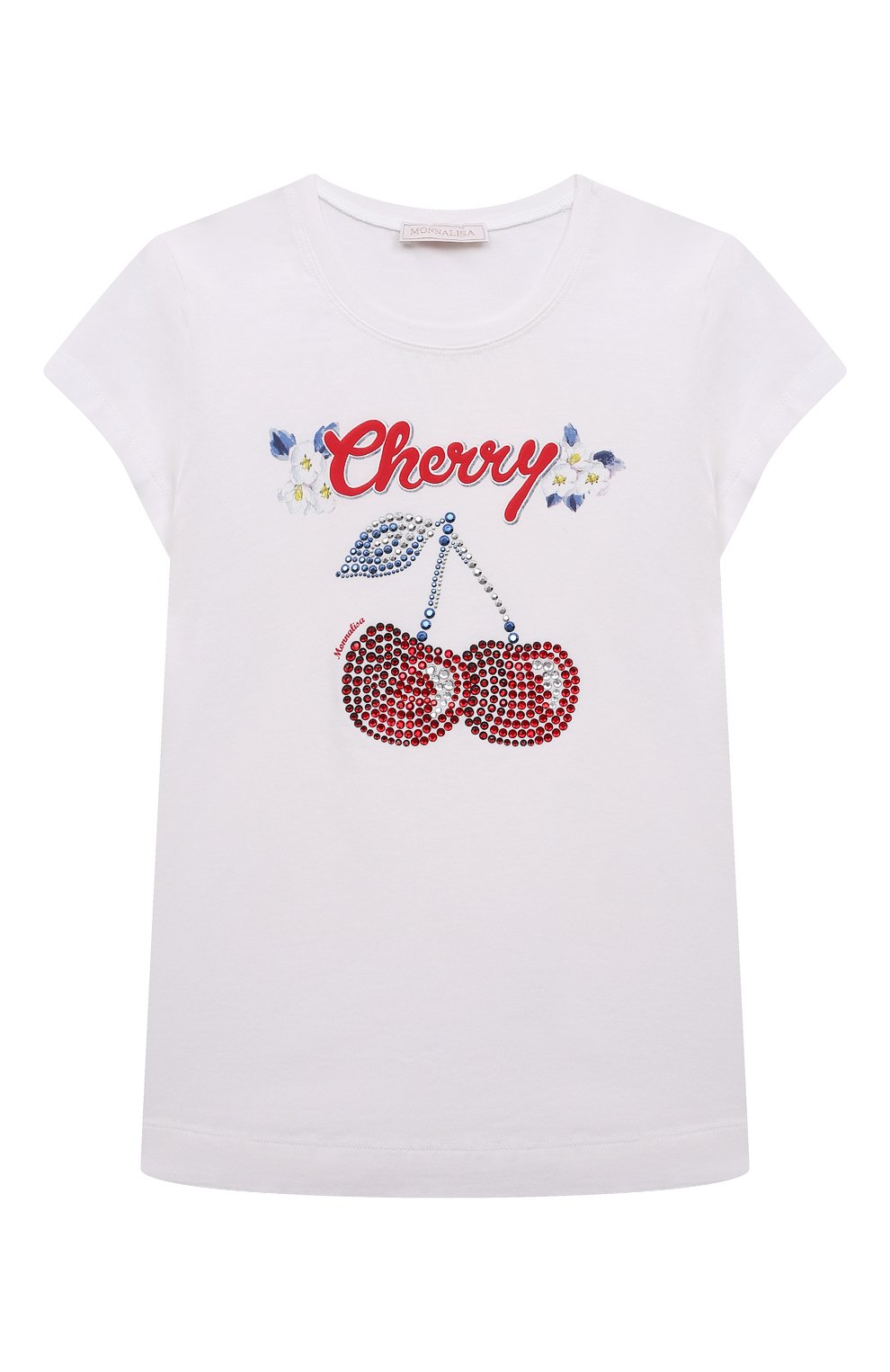 Хлопковая футболка MONNALISA белого цвета по цене 8715 руб., арт. 19A601, фото 1 Хлопковая футболка MONNALISA, арт. 19A601, фото 1