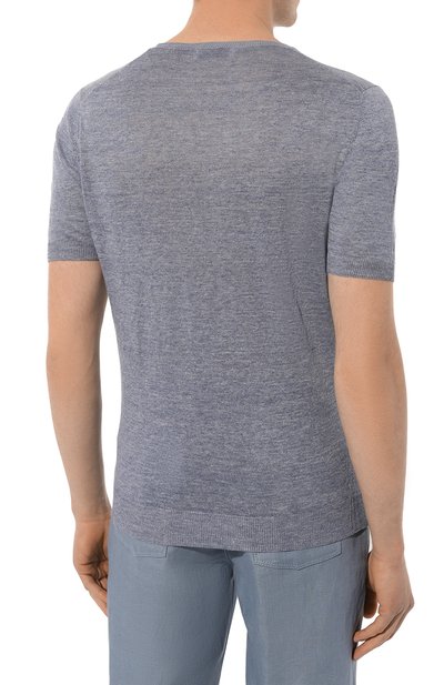 Льняной джемпер GRAN SASSO голубого цвета по цене 19950 руб., арт. 57177/24801, фото 4 Льняной джемпер GRAN SASSO, арт. 57177/24801, фото 4