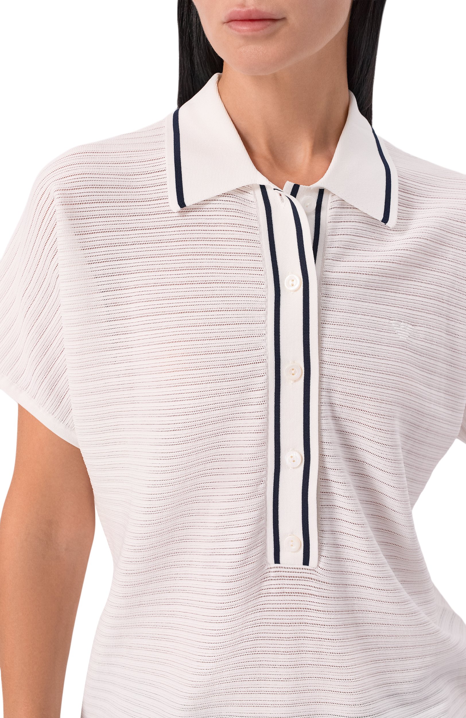 Поло EMPORIO ARMANI белого цвета по цене 45950 руб., арт. EW005142/AF29505, фото 5 Поло EMPORIO ARMANI, арт. EW005142/AF29505, фото 5
