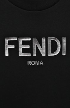 Детского хлопковый свитшот FENDI черного цвета, арт. JUH051/5V0/4-6 | Фото 3 (Материал сплава: Проставлено; Нос: Не проставлено; Материал внешний: Хлопок; Девочки Кросс-КТ: Свитшот-одежда)