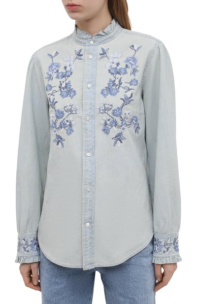Хлопковая рубашка POLO RALPH LAUREN голубого цвета по цене 24100 руб., арт. 211838068, фото 3 Хлопковая рубашка POLO RALPH LAUREN, арт. 211838068, фото 3