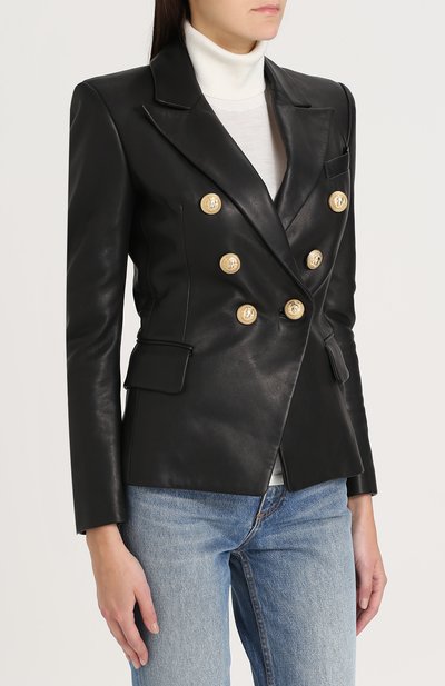 Двубортный кожаный жакет BALMAIN, арт. 997499/163P, фото 3