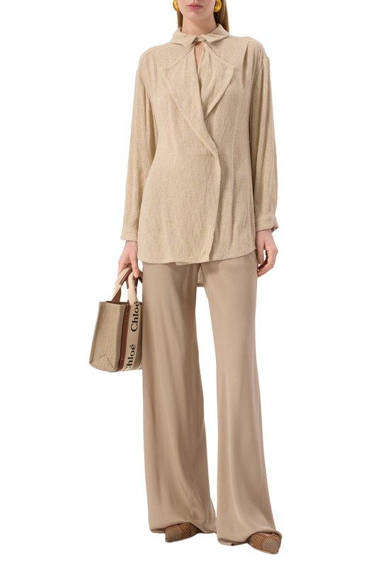 Блузка из вискозы и льна Giorgio Armani GW000816/TE13970 Бежевый  GW000816/TE13970 Фото 2