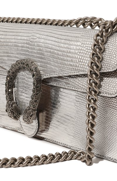 Сумка dionysus small из кожи ящерицы GUCCI серебряного цвета по цене 676800 руб., арт. 499623 EYZBX, фото 3 Сумка dionysus small из кожи ящерицы GUCCI, арт. 499623 EYZBX, фото 3