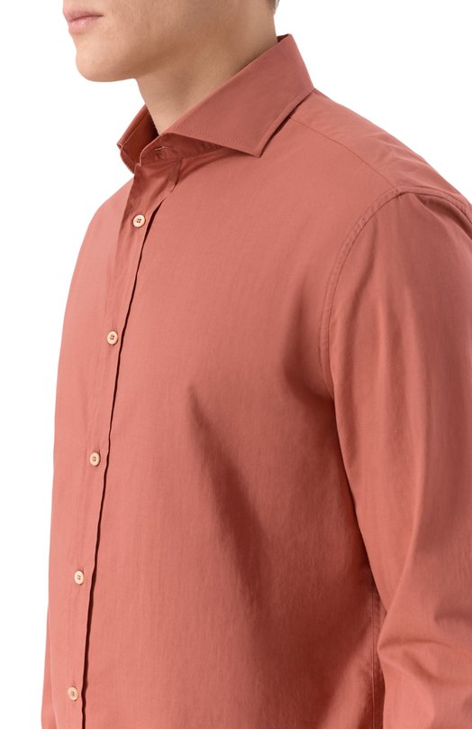 Хлопковая рубашка Brunello Cucinelli MA6740627 Розовый  MA6740627 Фото 5