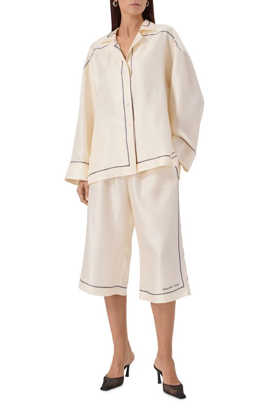 Шелковые шорты Alexander Wang 1WC3254921 Кремовый  1WC3254921 Фото 2