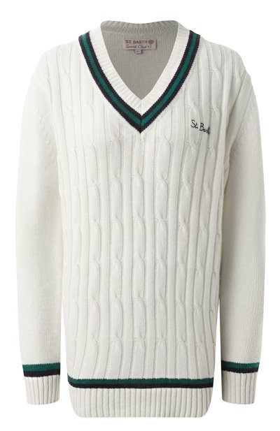 Пуловер из шерсти и вискозы MC2 SAINT BARTH кремового цвета по цене 20800 руб., арт. R0GER W/03090G, фото 1 Пуловер из шерсти и вискозы MC2 SAINT BARTH, арт. R0GER W/03090G, фото 1