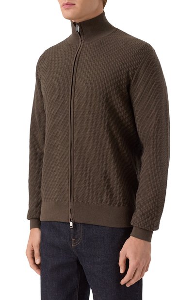 Кардиган из хлопка и шелка BRIONI темно-коричневого цвета по цене 198500 руб., арт. UMT20L/PAK22, фото 3 Кардиган из хлопка и шелка BRIONI, арт. UMT20L/PAK22, фото 3