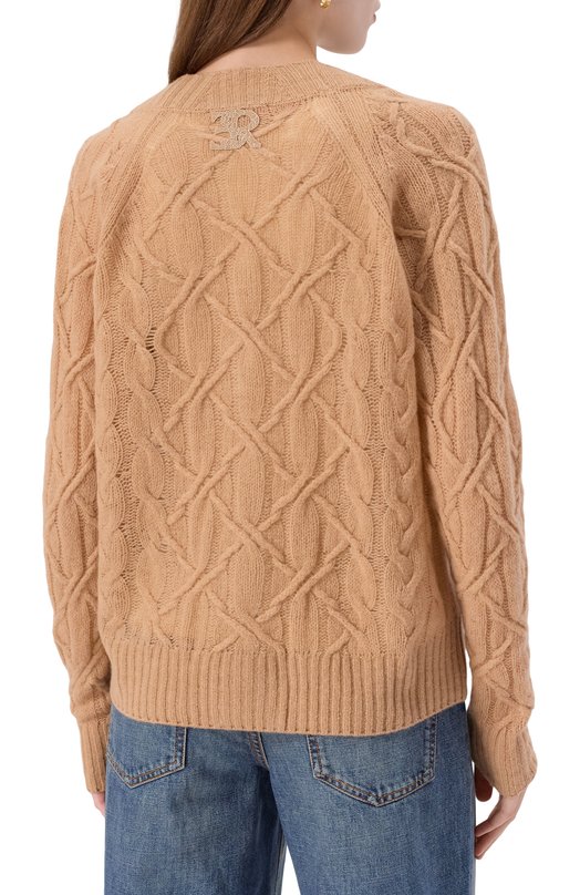 Кардиган из шерсти и кашемира Ermanno Scervino D474N500DGE Бежевый  D474N500DGE Фото 4