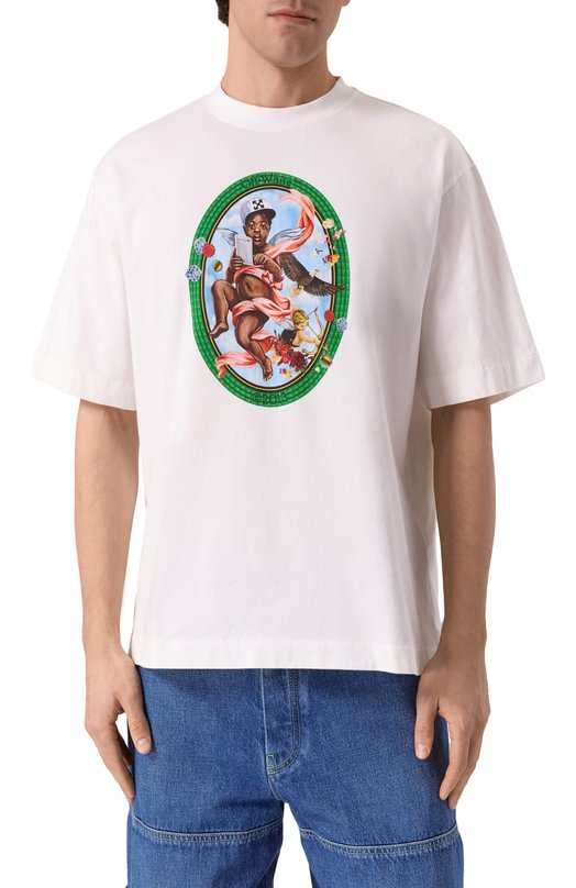 Хлопковая футболка Off-White 0MAA120S25JER002 Белый  0MAA120S25JER002 Фото 3