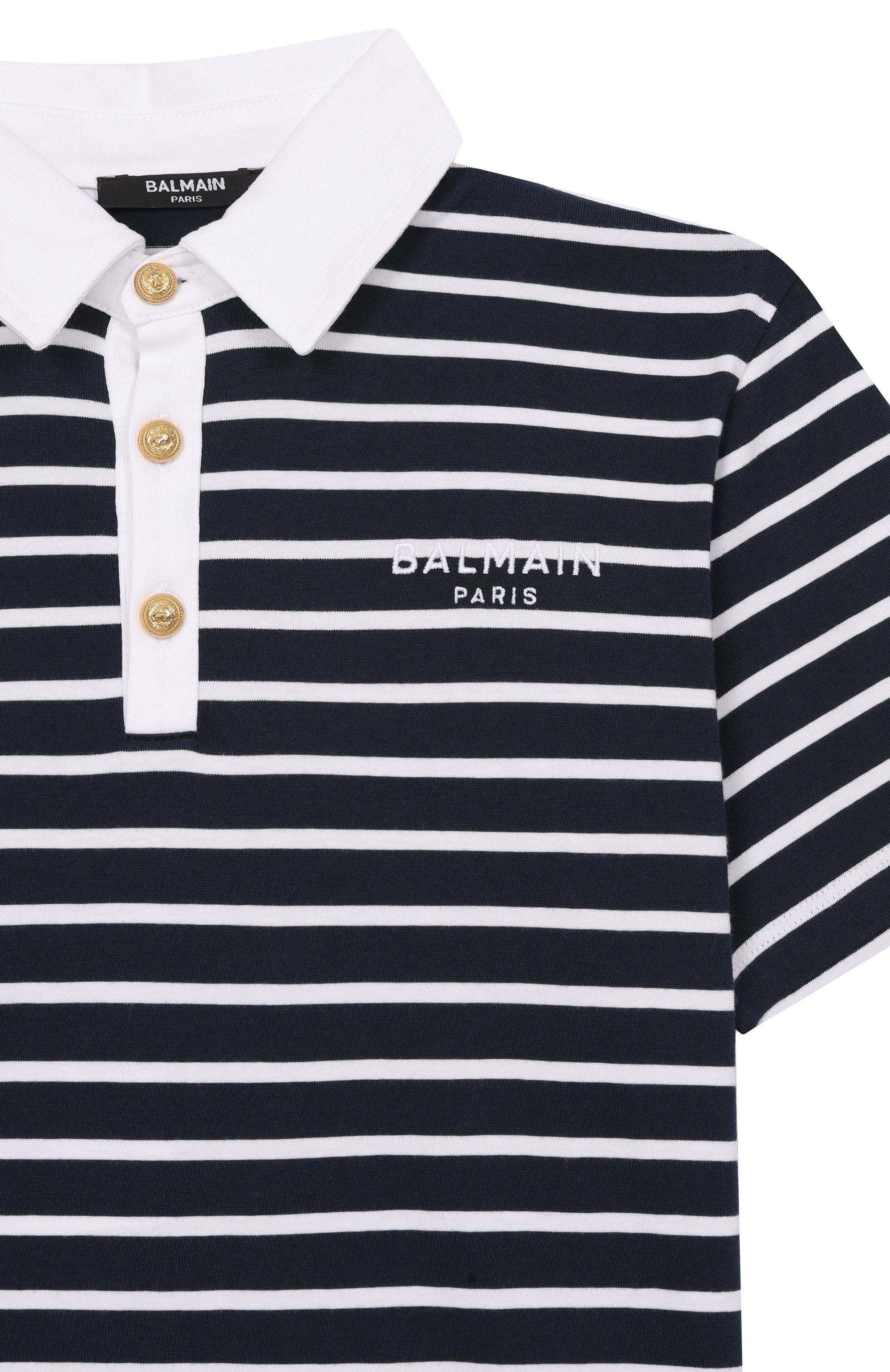 Хлопковое поло BALMAIN темно-синего цвета по цене 24700 руб., арт. BY8Q61, фото 3 Хлопковое поло BALMAIN, арт. BY8Q61, фото 3