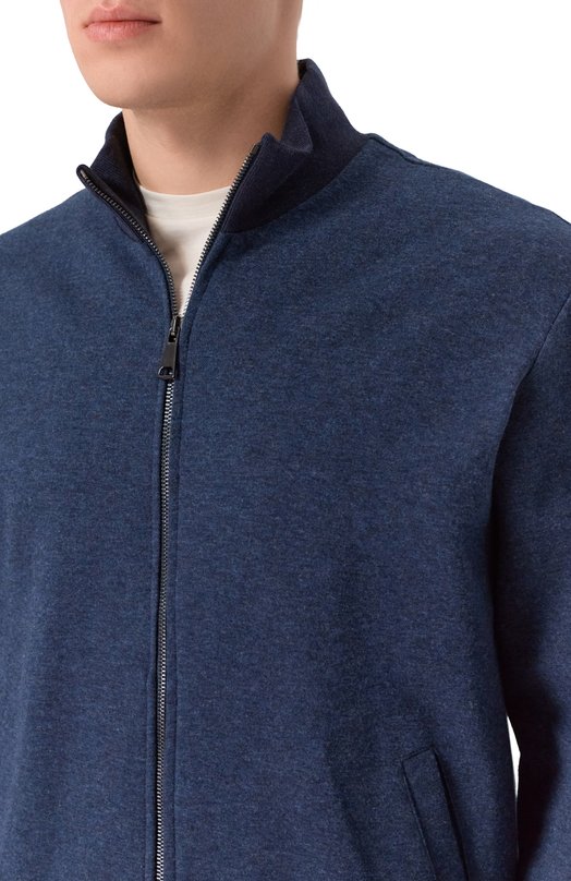 Толстовка из хлопка и кашемира Andrea Campagna ZIP/LB1630 Синий  ZIP/LB1630 Фото 5