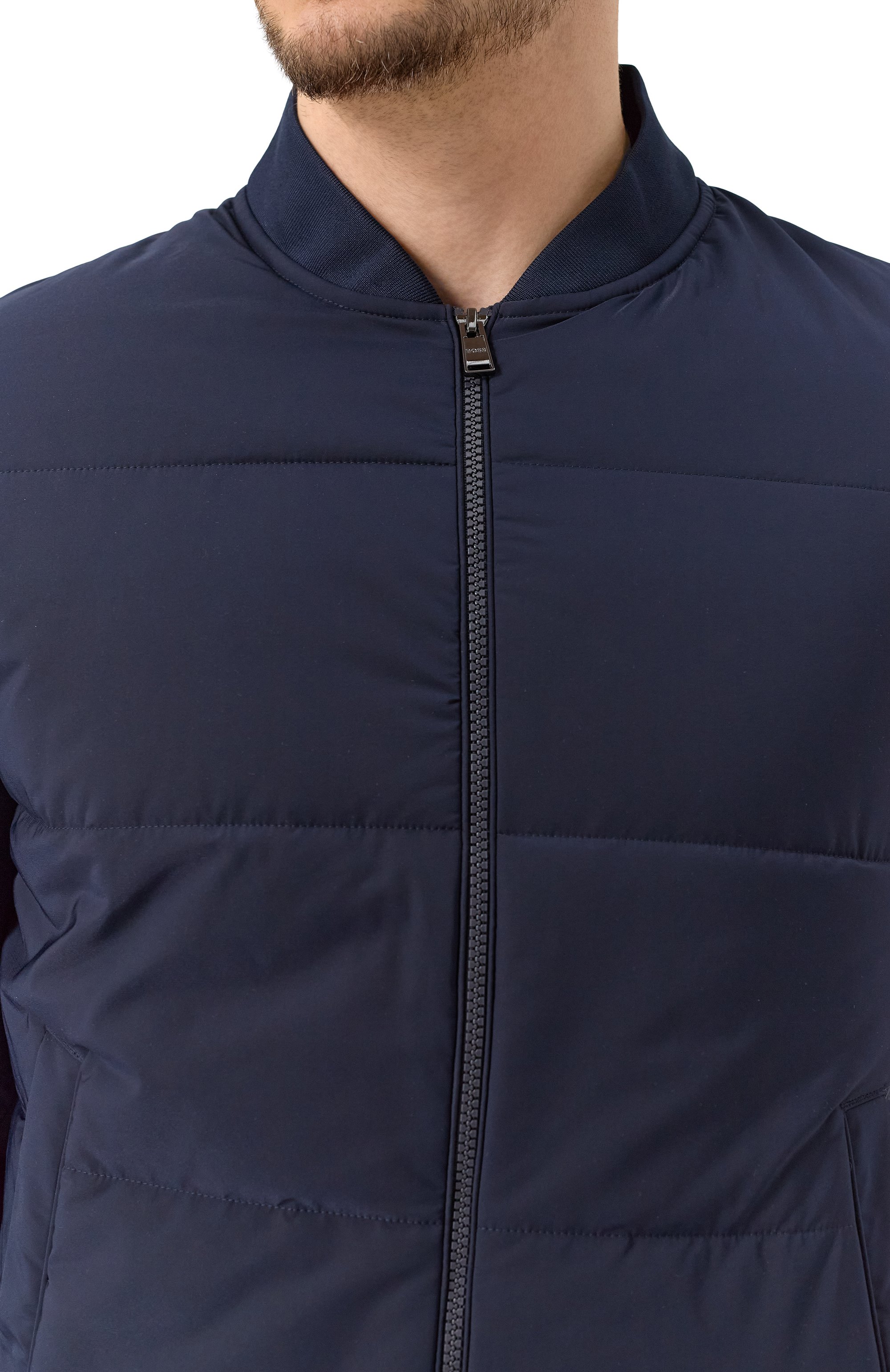 Комбинированная толстовка BOSS темно-синего цвета по цене 34350 руб., арт. 50532767, фото 5 Комбинированная толстовка BOSS, арт. 50532767, фото 5