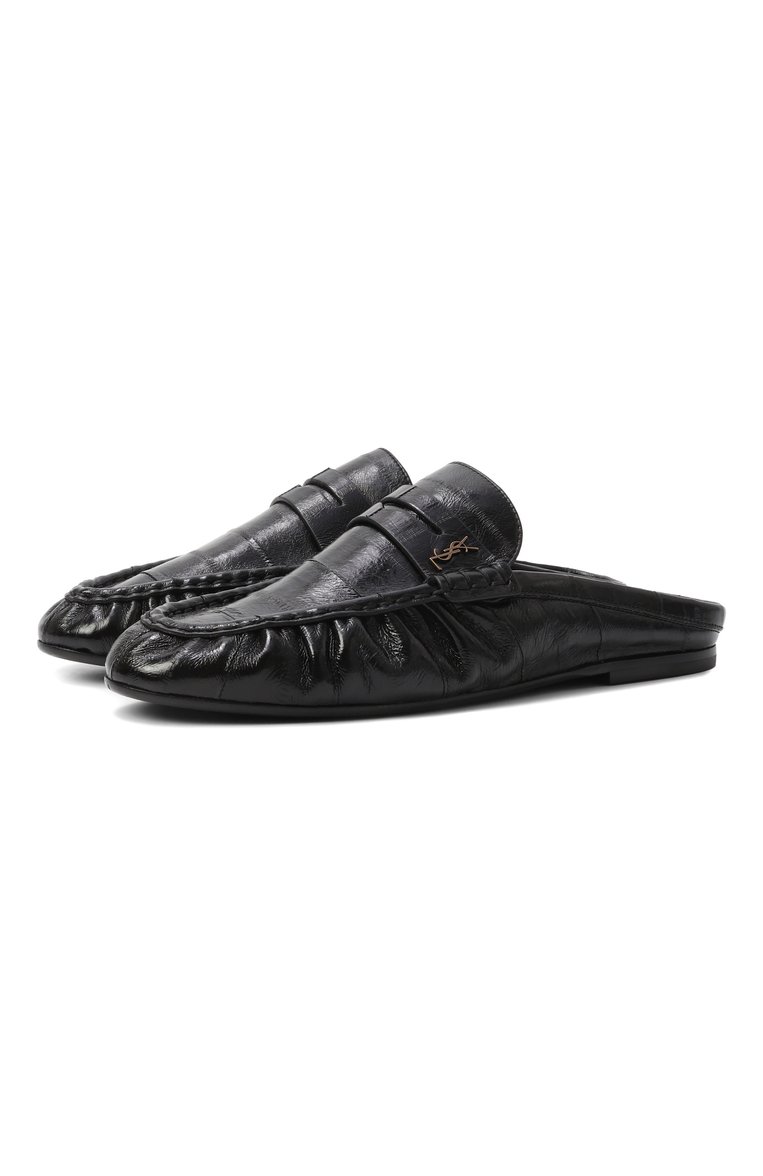 Женские кожаные сабо SAINT LAURENT черного цвета, арт. 818928/0WXAF | Фото 1 (Каблук высота: Низкий; Подошва: Плоская; Материал внутренний: Натуральная кожа; Материал внешний: Натуральная кожа; Автоматизация ТО: Проставлено; Автоматизация состава: Проставлено)
