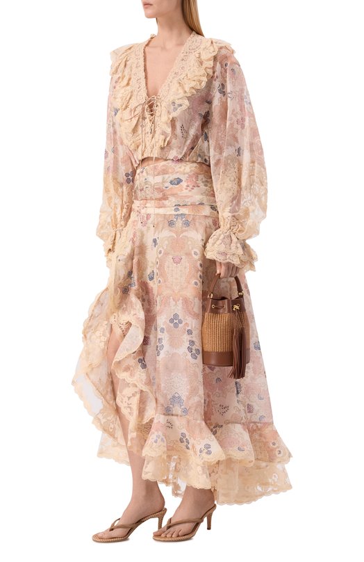 Юбка изо льна и шелка Zimmermann 7243SC261 Бежевый  7243SC261 Фото 2