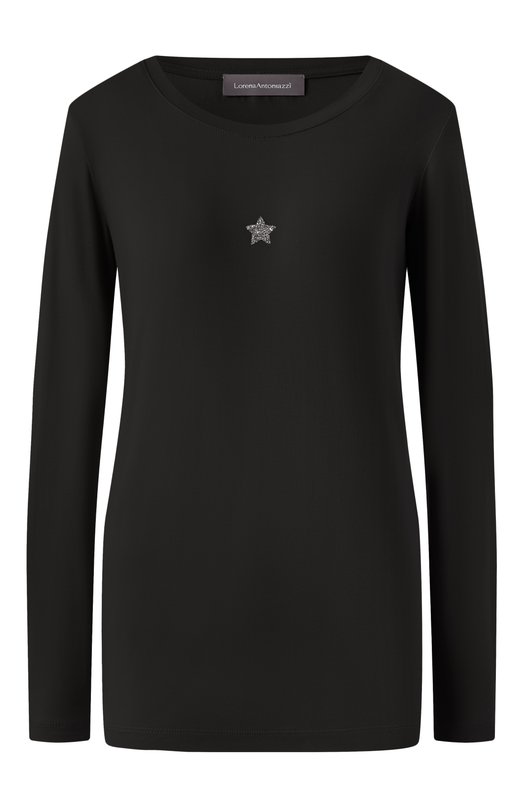 Хлопковый лонгслив Lorena Antoniazzi TS10/9999 Чёрный TS10/9999