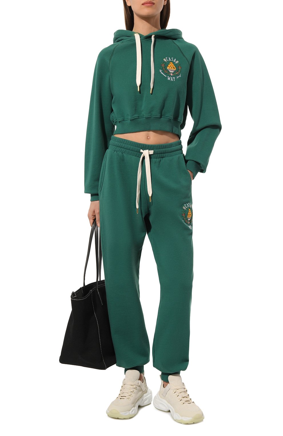 Хлопковые джоггеры CASABLANCA зеленого цвета по цене 51950 руб., арт. WPS24-JTR-038-01, фото 2 Хлопковые джоггеры CASABLANCA, арт. WPS24-JTR-038-01, фото 2