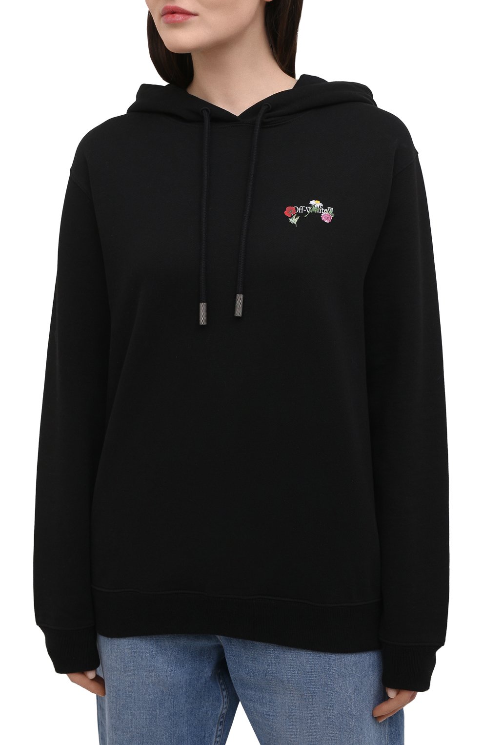 Хлопковое худи OFF-WHITE черного цвета по цене 67100 руб., арт. 0WBB035R21JER003, фото 3 Хлопковое худи OFF-WHITE, арт. 0WBB035R21JER003, фото 3