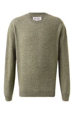 Мужской джемпер из хлопка и шерсти MAISON MARGIELA светло-зеленого цвета, арт. S50HL0033/M13108 | Фото 1 (Драгоценные камни: Проставлено; Рукава: Длинные; Материал сплава: Проставлено; Материал внешний: Шерсть, Хлопок; Длина (для топов): Стандартные; Мужское Кросс-КТ: Джемперы; Стили: Кэжуэл, Минимализм; Вырез: Круглый; Принт: Без принта)
