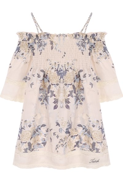 Шелковое платье свободного кроя с кружевной отделкой на тонких бретельках TWINSET, арт. GS82E1/6A-10A, фото 2