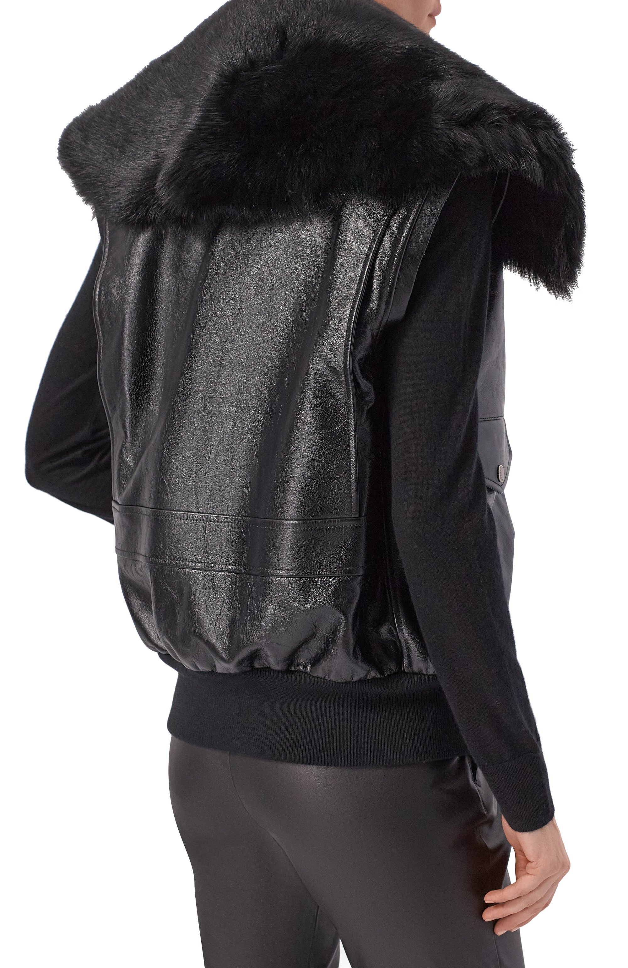 Кожаный жилет с воротником из овчины DOLCE & GABBANA, арт. F9T18L/GDDD4, фото 4