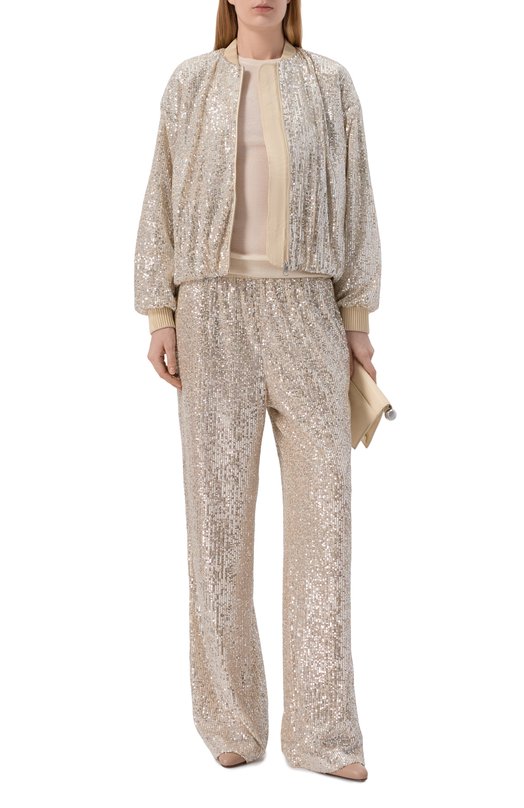 Брюки с отделкой пайетками BOSS Orange 50548327 Бежевый  50548327 Фото 2