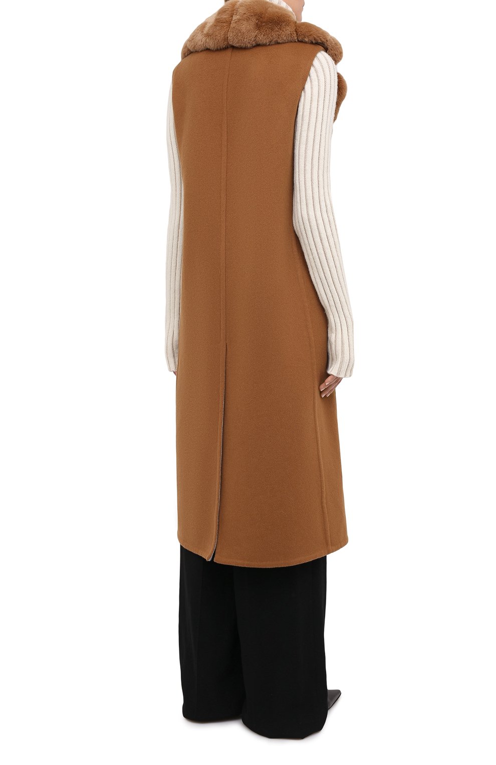 Жилет из шерсти викуньи и кашемира с воротником из меха шиншиллы LORO PIANA, арт. FAL4699/VVIC, фото 4