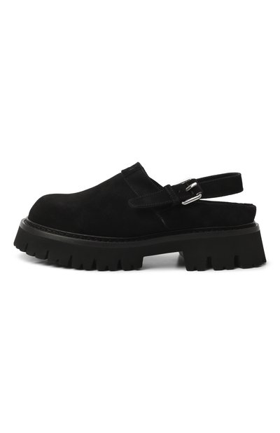 Замшевые сабо MOSCHINO черного цвета по цене 75900 руб., арт. MA10864H0N/ME0, фото 4 Замшевые сабо MOSCHINO, арт. MA10864H0N/ME0, фото 4