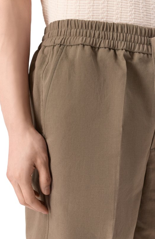 Шорты изо льна и хлопка Brioni RP3G0L/PA106 Бежевый  RP3G0L/PA106 Фото 5