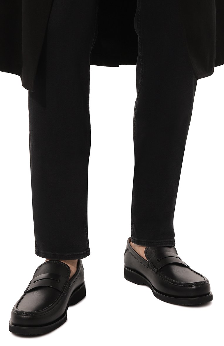 Мужские кожаные пенни-лоферы ZEGNA черного цвета, арт. A5428Z-LHMSF | Фото 3 (Материал внутренний: Натуральная кожа; Материал сплава: Проставлено; Нос: Не проставлено; Стили: Классический)