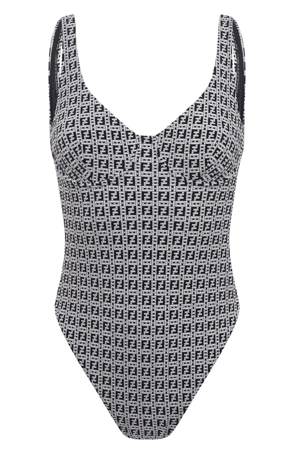 Слитный купальник FENDI черно-белого цвета по цене 55150 руб., арт. FXB977 AESI, фото 1 Слитный купальник FENDI, арт. FXB977 AESI, фото 1