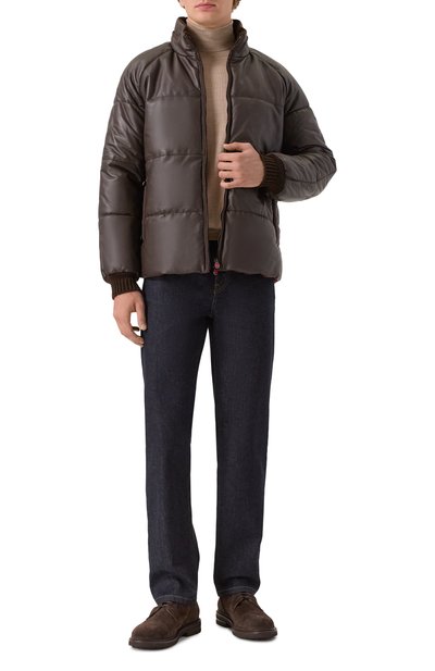 Мужская кожаный пуховик KITON, арт. UW2238V0416H21