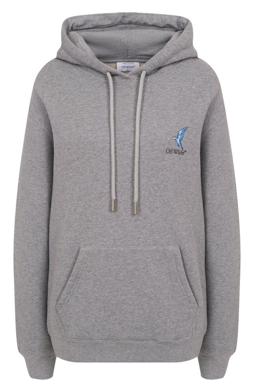 Хлопковое худи Off-White 0WBB064S25FLE0020510 Серый 0WBB064S25FLE0020510
