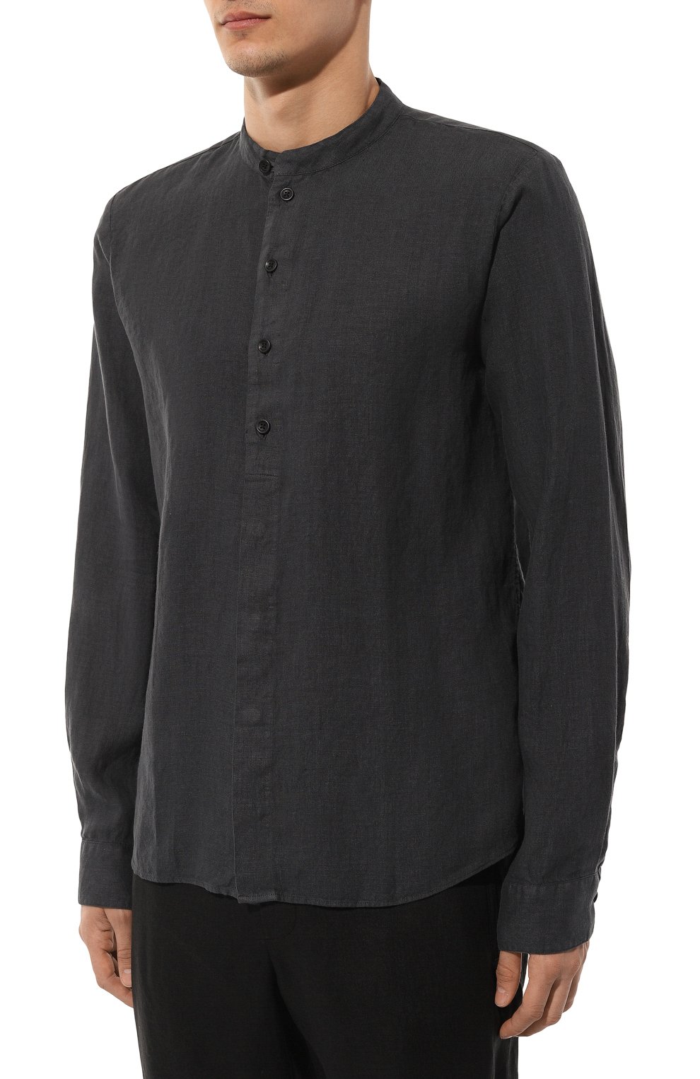 Льняная рубашка HANNES ROETHER темно-серого цвета по цене 23900 руб., арт. TU29BS.608, фото 3 Льняная рубашка HANNES ROETHER, арт. TU29BS.608, фото 3