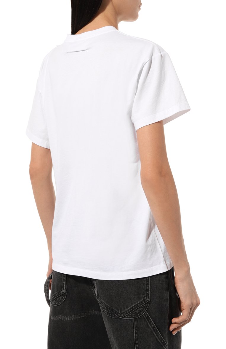 Женская хлопковая футболка MM6 белого цвета, арт. S52GC0305/S24312 | Фото 4 (Принт: Без принта; Рукава: Короткие; Длина (для топов): Стандартные; Материал сплава: Проставлено; Материал внешний: Хлопок; Женское Кросс-КТ: Футболка-одежда; Драгоценные камни: Проставлено)