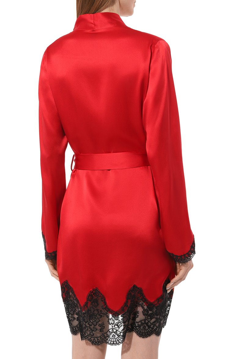Женский шелковый халат AUBADE красного цвета, арт. QS65 | Фото 4 (Матери�ал внешний: Шелк; Материал сплава: Проставлено; Нос: Не проставлено)