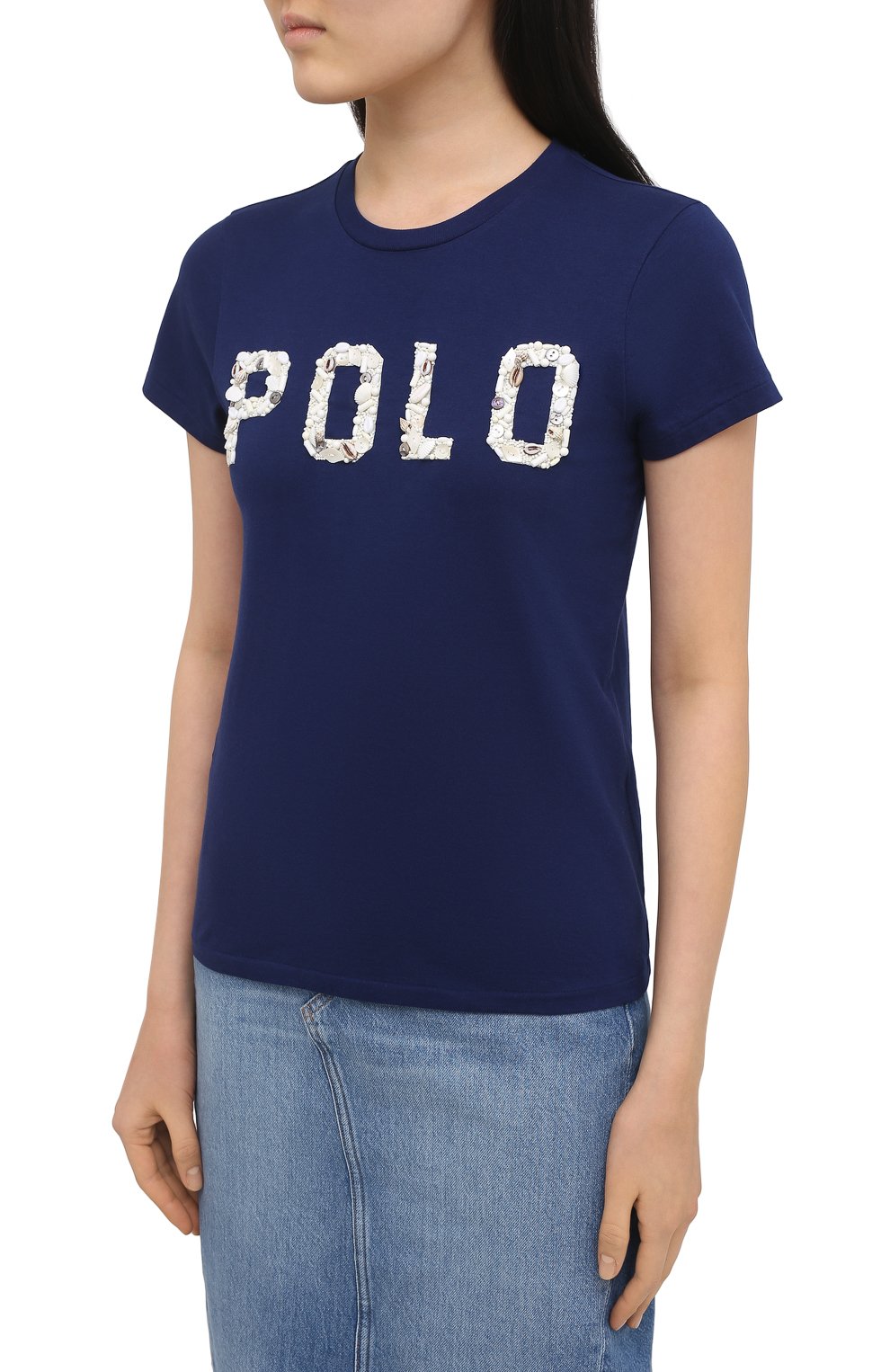 Хлопковая футболка POLO RALPH LAUREN синего цвета по цене 17800 руб., арт. 211827661, фото 3 Хлопковая футболка POLO RALPH LAUREN, арт. 211827661, фото 3