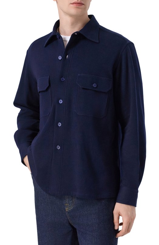 Рубашка из хлопка и кашемира Stefano Ricci CJ008018/TE3001 Синий  CJ008018/TE3001 Фото 3