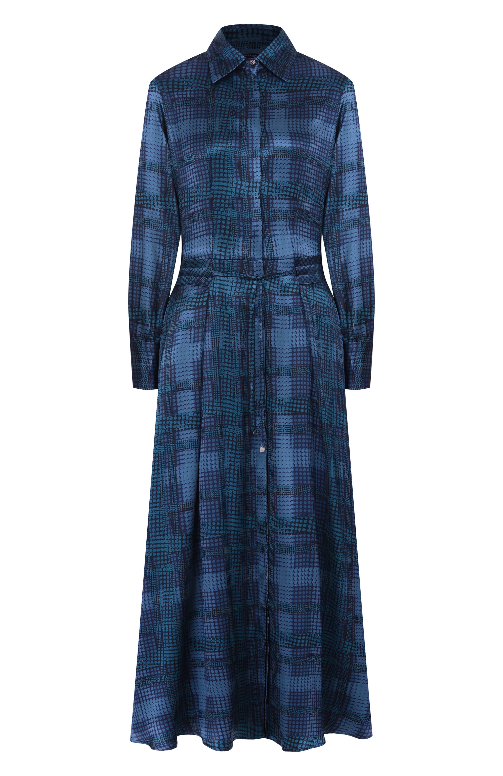 Атласное платье KITON синего цвета по цене 299500 руб., арт. D58334K0584I, фото 1 Атласное платье KITON, арт. D58334K0584I, фото 1