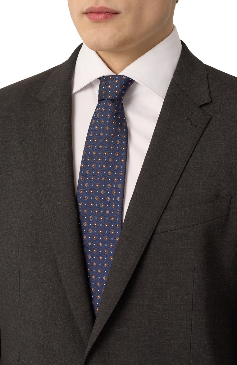 Мужской шелковый галстук ZEGNA темно-синего цвета, арт. 1P8/Z9D02TA9 | Фото 2 (Материал: Шелк, Текстиль; Нос: Не проставлено; Принт: С принтом)