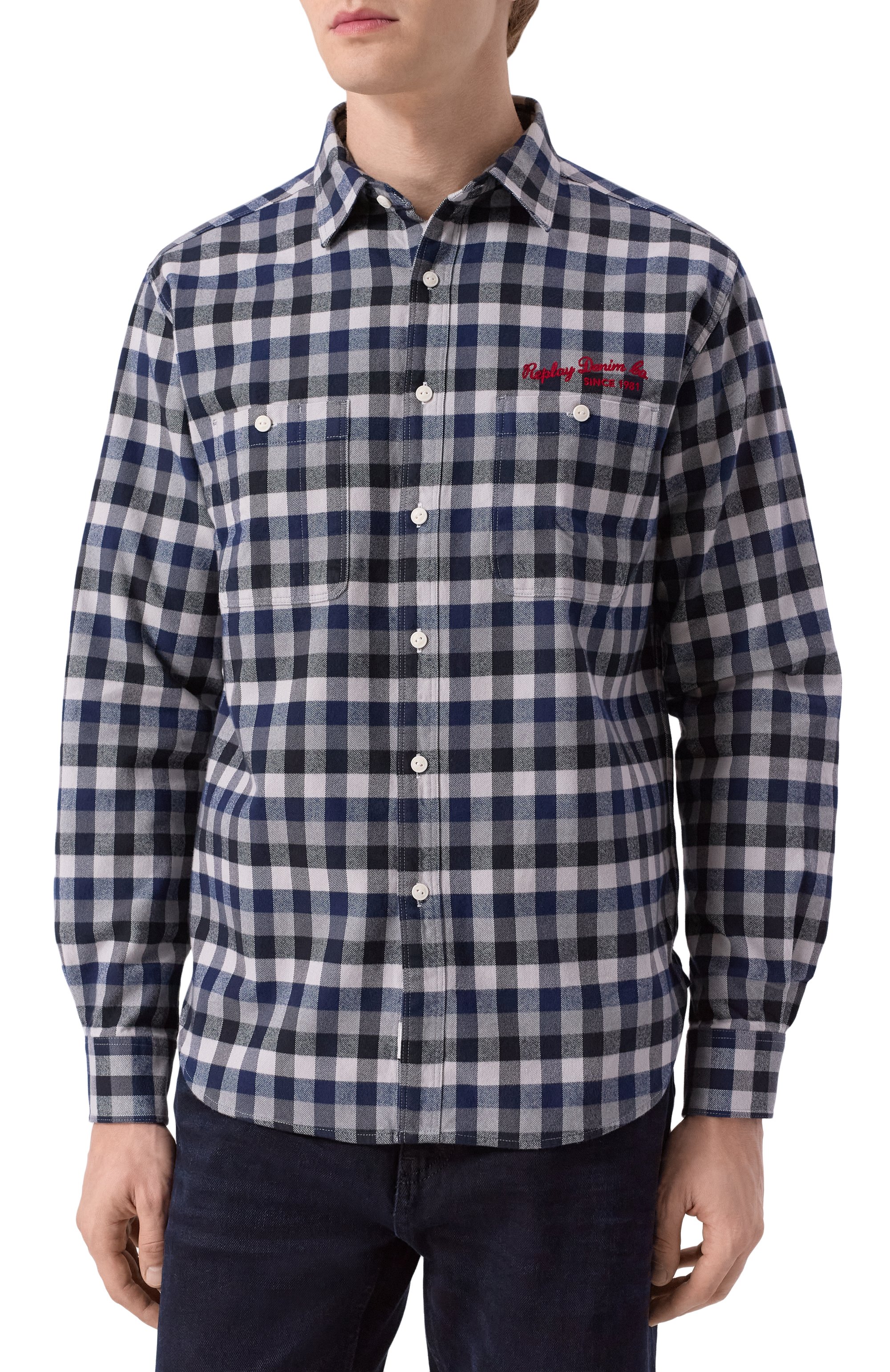 Хлопковая рубашка REPLAY разноцветного цвета по цене 19950 руб., арт. M4150 .000.52824, фото 3 Хлопковая рубашка REPLAY, арт. M4150 .000.52824, фото 3