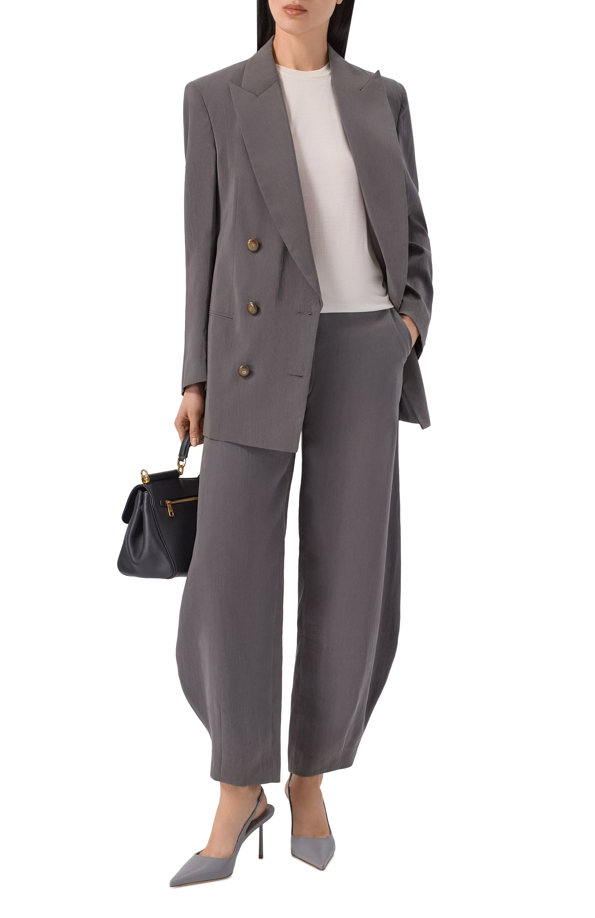 Шелковые брюки GIORGIO ARMANI серого цвета по цене 215000 руб., арт. GW002795/TE13824, фото 2 Шелковые брюки GIORGIO ARMANI, арт. GW002795/TE13824, фото 2