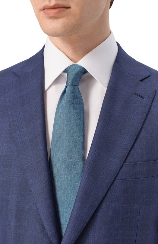 Шелковый галстук Zilli CRAV02M0600VMSE00 Голубой  CRAV02M0600VMSE00 Фото 2