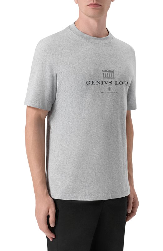 Хлопковая футболка Brunello Cucinelli M0B138520 Серый  M0B138520 Фото 3