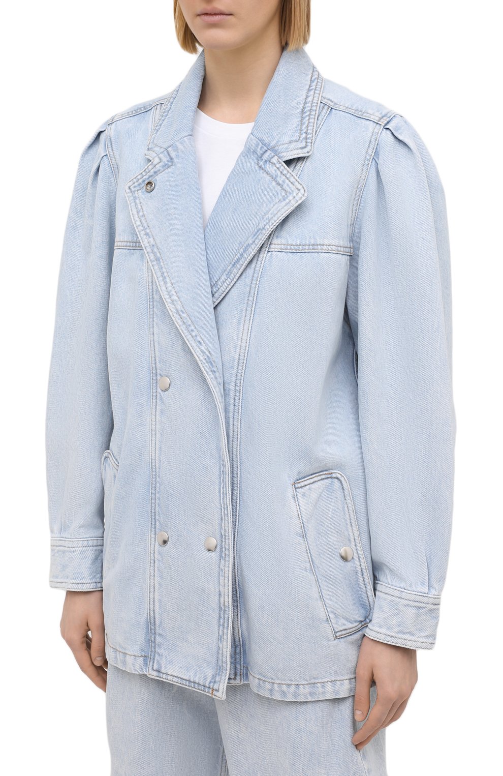 Джинсовая куртка ISABEL MARANT ETOILE голубого цвета по цене 49350 руб., арт. VE1575-21P019E/LUCINDAWF, фото 3 Джинсовая куртка ISABEL MARANT ETOILE, арт. VE1575-21P019E/LUCINDAWF, фото 3