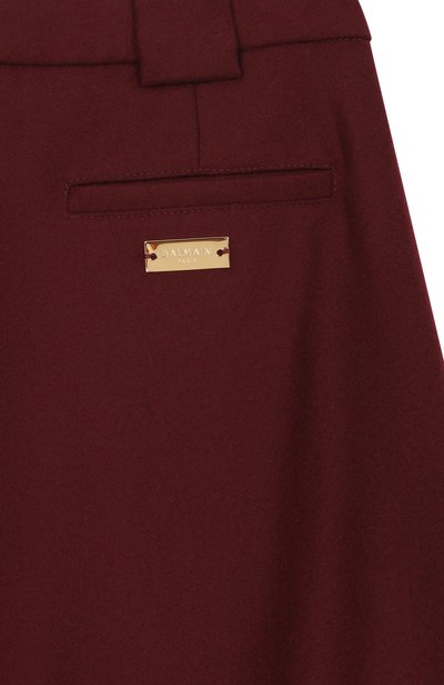 Шерстяные брюки BALMAIN бордового цвета по цене 56650 руб., арт. BZ6A40, фото 3 Шерстяные брюки BALMAIN, арт. BZ6A40, фото 3